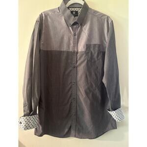 Men's Steel Jelly Dress shirt Grey paisley inside size Large